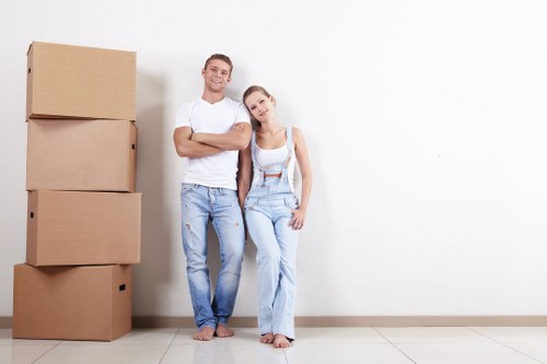 Packing boxes and supplies prepared for a local move in Poplar