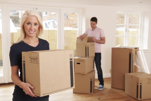 Boxes and packing materials prepared for a move in Poplar
