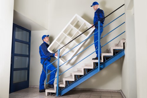 Professional movers carrying boxes in Poplar