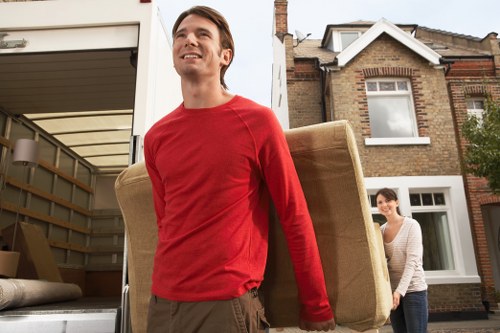 Removal van parked in Poplar ready for a local home move