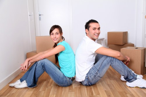 Student removals van loading boxes in Poplar
