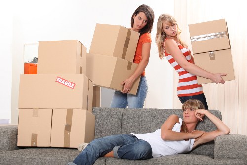 Packed furniture ready for transport in a Poplar moving service
